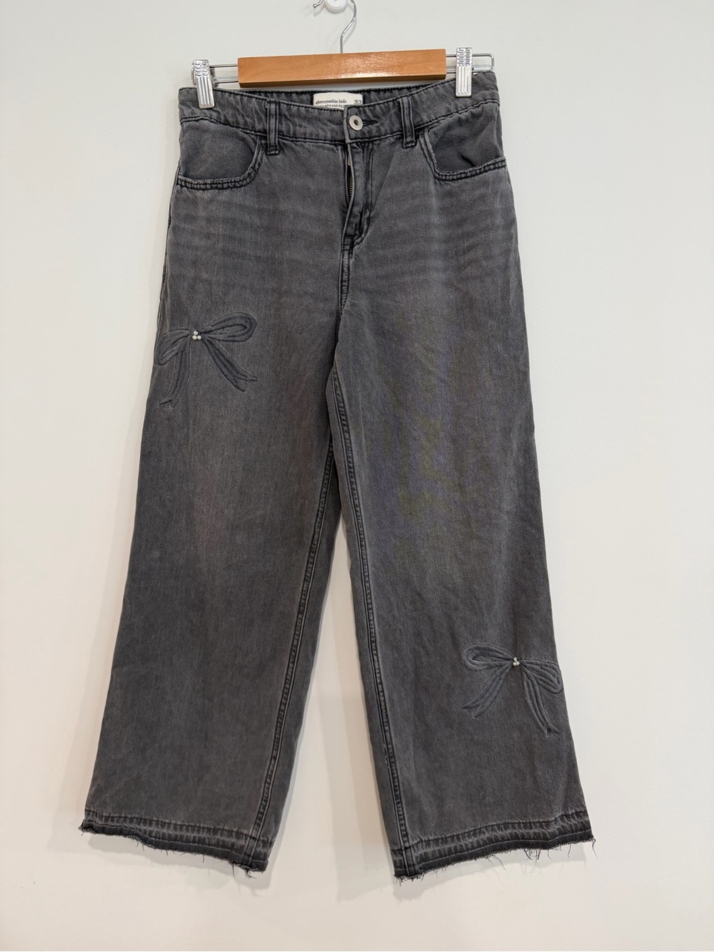 Abercrombie Kids High Rise Ultra Wide Leg Jeans 15/16 Gray Bow Pearl